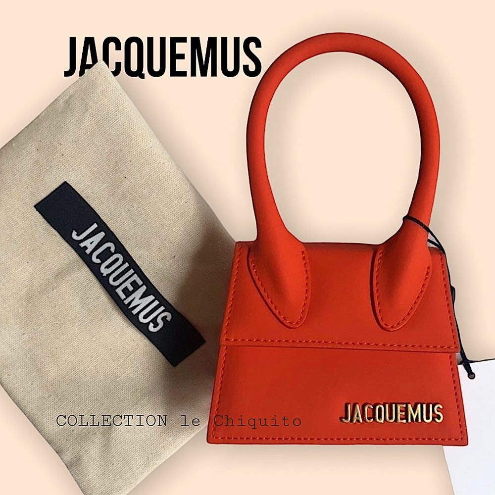 *Rare* Jacquemus Le Chiquito Mini Leather Tote In Bright Orange - Picture 4 of 14